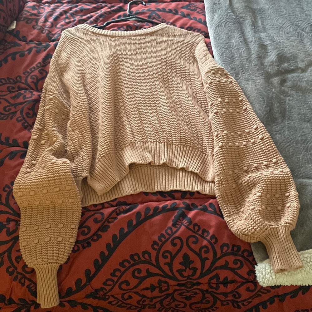 Pink Lily Sweater, Balloon Sleeves